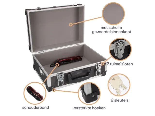 Valise À Outils En Aluminium - 320x230x155mm - 11,4 L - Noir