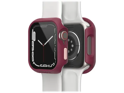 Case Eclipse Apple Watch Series 9/8/7 41mm bessen roze screenprotector