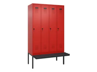 locker met bank,HxBxD 2120x1200x815mm,4vak,vak B 300mm,draaigrendel - 2
