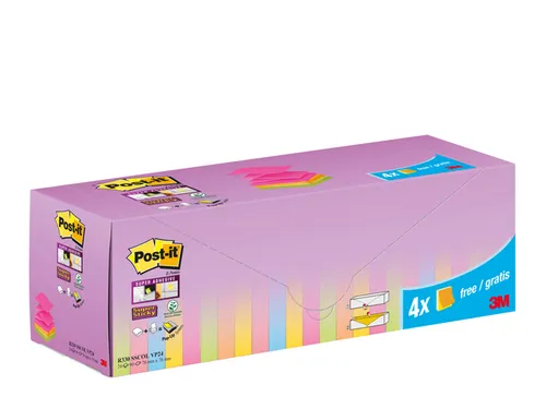 Memoblok 3M Post-it Z-Note R330 Super Sticky 76x76mm assorti kleur 20