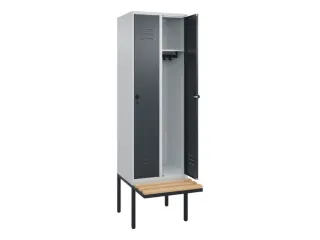 locker met bank,HxBxD 2120x600x815mm,2vak,vak B 300mm,draaigrendel - 2