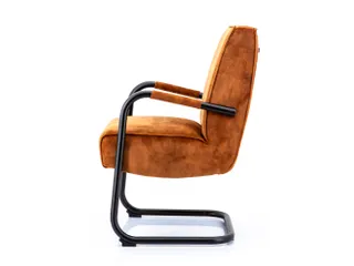 Luxe Vergaderstoel Dunton Cognac Velours Zwart Sledeframe - 2