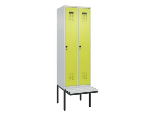 locker met bank,HxBxD 2120x600x815mm,2vak,vak B 300mm,draaigrendel - 2
