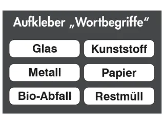 stickerset,v. afvalverzamelaar,6xtekst,Glas,Kunststof,Metaal,Papier - 1