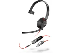 Poly Blackwire 5210 mono USB-C-headset + 3,5 mm stekker + USB-C/A-adap