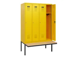 locker met bank,HxBxD 1950x1200x815mm,4vak,vak B 300mm,cilinderslot