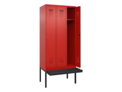 locker met bank,HxBxD 2120x900x815mm,3vak,vak B 300mm,cilinderslot