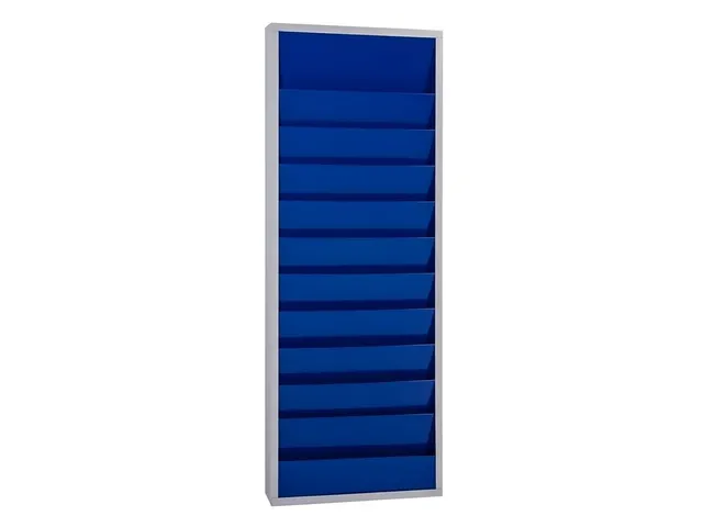 orderplanner,20vakken,HxBxD 1278x554x74mm,plank(en) plaatstaal,blauw