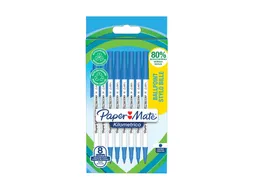 Balpen Paper Mate Kilometrico Recycled medium blauw blister à 8 stuks
