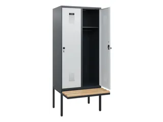 locker met bank,HxBxD 1950x800x815mm,2vak,vak B 400mm,draaigrendel - 1