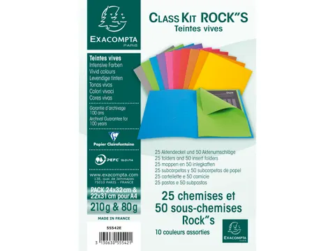 Klassementskit CLASS'KIT 25 dossiermappen ROCK''S 220 + 50 inlegmappen