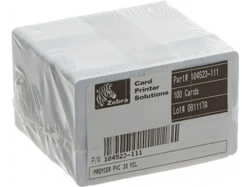 Zebra 104523-111 Premier PVC Plastic Kaarten Wit
