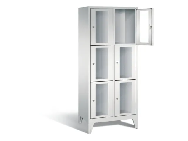 lockerkast 1850x810x500mm 2x3 vakken Cilinderslot Poten, RAL7035