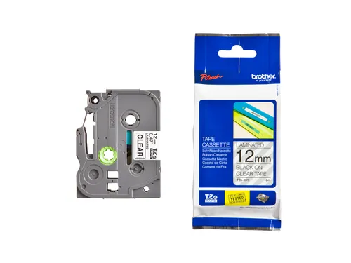 Labeltape Brother P-touch TZe-131 standaard 12mm zwart op transparant