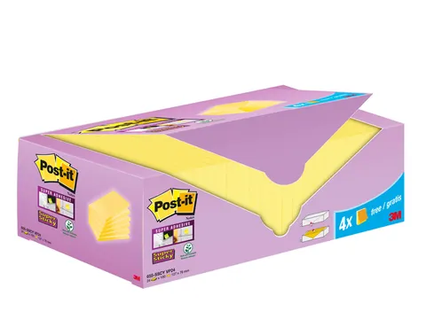 Memoblok 3M Post-it 655-SSCY Super Sticky 76x127mm geel voordeelpak