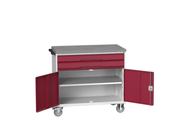 gereedschapswagen 980x1050x600mm linoleum 2 laden+kast RAL7035+RAL3004