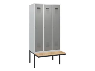 locker met bank,HxBxD 1950x900x815mm,3vak,vak B 300mm,cilinderslot - 2