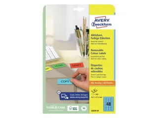 Etiket Avery Ilk 45.7x21.2mm 20 Vel 48 Etiketten Per Vel Blauw - 3