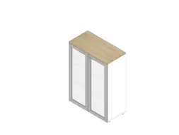 vitrinekast HxBxD 1232x900x450mm 2xhouten vloer 3 OH wit eiken