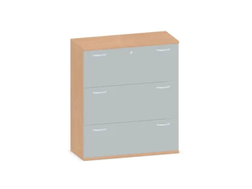hangmappenkast 1150x1000x430mm 3hangmappenframes beuken + Lichtgrijs