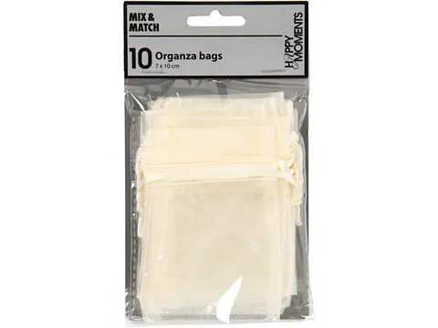 Organza zakjes Creativ Company 7x10cm 10 stuks off-white