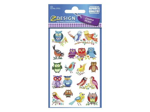 Papieretiket Z-design Vogels pakje à 2 vel