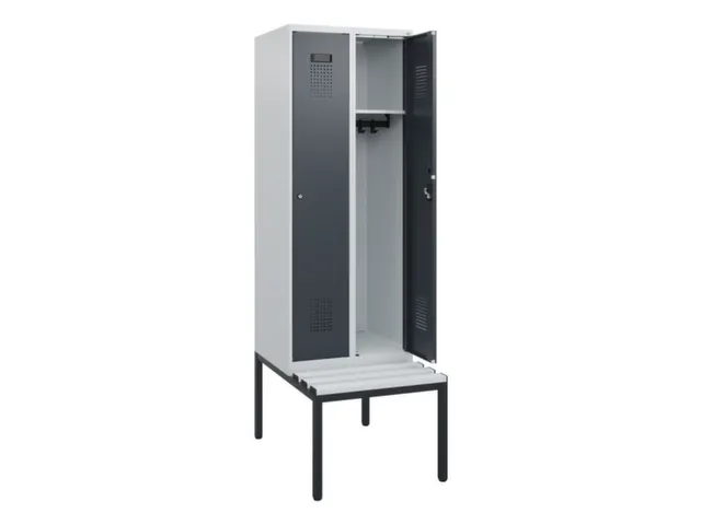 locker met bank,HxBxD 1950x600x815mm,2vak,vak B 300mm,cilinderslot