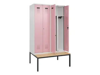 PBM-locker met bank,HxBxD 2120x1200x815mm,4vak,vak B 300mm - 1