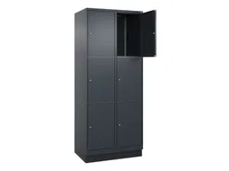 lockerkast,HxBxD 1950x800x500mm,2x3vakken,vak B 400mm,cil.-slot,sokkel