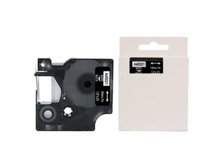 Labeltape Dymo Compatible 45021 D1 12mmx7m Wit Op Zwart - 1