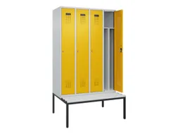 locker met bank,voor scheiding van kleding,HxBxD 2120x1200x815mm,4vak