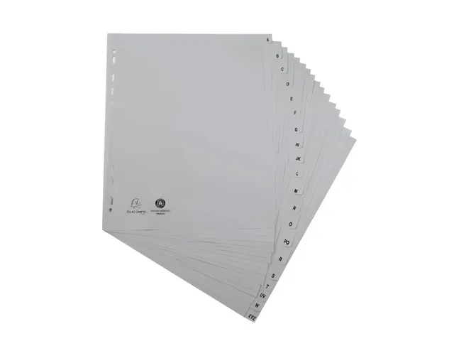 Tabbladen PP A4+ bedrukt A-Z grijs