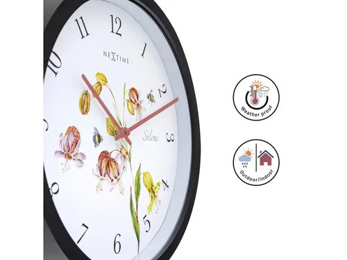 Buitenklok Nextime dia 30.5cm Silene cijfers, zwarte rand witte wijzer
