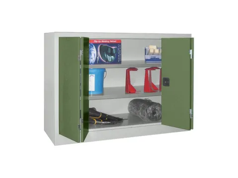 Vouwdeurkast 1000x1200x600mm 2legborden Verzinkt Ral7035 Front Ral6011