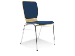 Houten Kuipstoel Beukenhouten Zitschaal Bekleding Blauw 4 Stuks