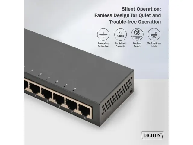 8-poorts Gigabit Switch, desktop, onbeheerd, metalen behuizing