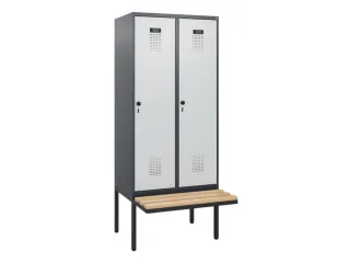 locker met bank,HxBxD 1950x800x815mm,2vak,vak B 400mm,draaigrendel - 2