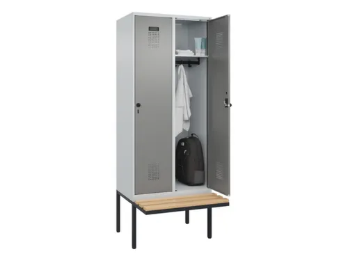 locker met bank,HxBxD 2120x800x815mm,2vak,vak B 400mm,draaigrendel