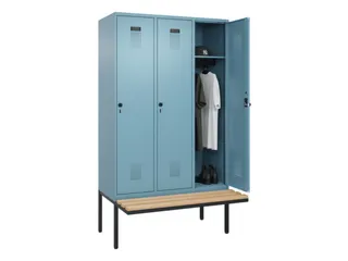 locker met bank,HxBxD 2120x1200x815mm,3vak,vak B 400mm,draaigrendel - 1