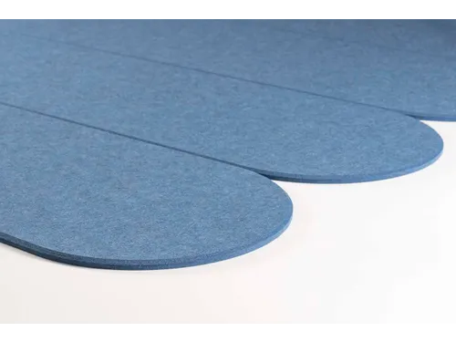 Akoestische PET-vilt ovale stroken blauw 30x120cm 6 stuks