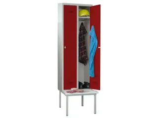 locker met bank,RAL 7035,HxBxD 2150x900x500mm,3vak,vak B 300mm - 1