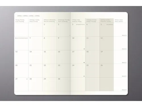 Maandagenda Conceptum A6 2027 (NL/FR/EN/DU) midnight blue Softcover