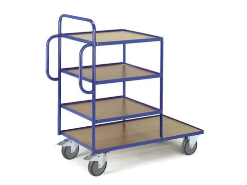 Bijzetwagen 250kg Lxbxh 1250x640x1250mm 4 Etages Hout Ral5010