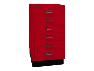 kantoor-ladekast HxBxD 670x349x432mm 6 laden romp kardinaalrood staal - 1