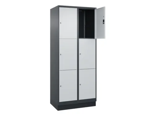 lockerkast,HxBxD 1950x800x500mm,2x3vakken,vak B 400mm,cil.-slot,sokkel