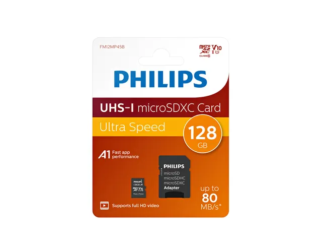 Geheugenkaart Philips micro SDXC Class 10 UHS-I U1 128GB