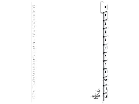 Tabbladen Kangaro A4 23-gaats PK412CM 1-12 genummerd karton