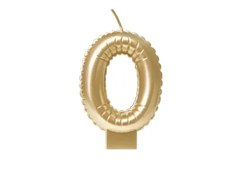 Verjaardagskaars cijfer 0 Folieballon Goud 10cm