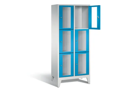 lockerkast 1850x810x500mm 2x3 vakken Cilinderslot Poten, RAL5012