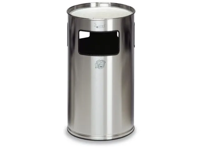 Combi-Asbak 750x420mm Drievoudige Sleuf Asbak Zwart Rond Rvs